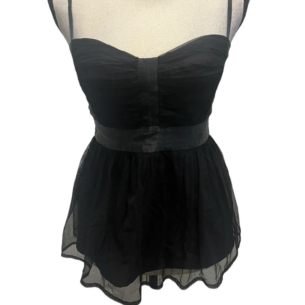 VTG French Connection Gothic Black & Purple Silk Blend Babydoll Cami Top Size 8